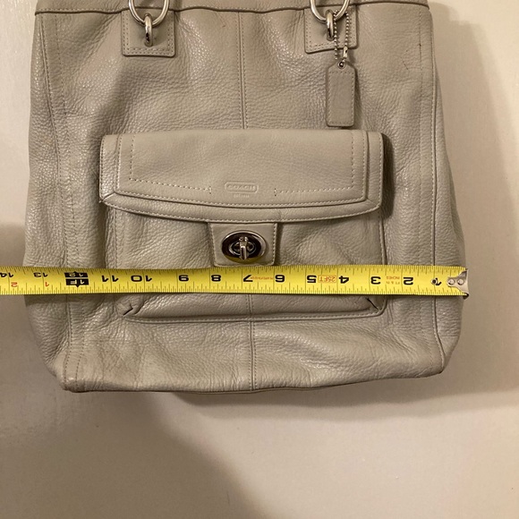 Coach Penelope Pebbled Leather Tote North South Taupe Ivory #C1282-F19264 - Picture 9 of 14